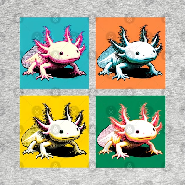 Albino Axolotl Pop Art - Cool Aquatic Creature by PawPopArt